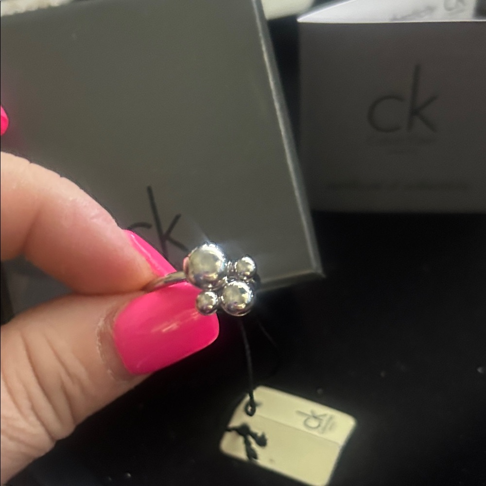 Calvin Klein Silver Cluster Ring